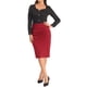 thumbnail image 2 of INSPIRE CHIC Falda lápiz elástica de cintura alta con fruncidos para mujer, falda midi ajustada para el trabajo, talla M, rojo oscuro, 2 of 6