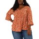 thumbnail image 1 of GRACIA Y GRANDEZA Disfraces de Halloween Blusas de Talla Grande para Mujeres con Estampado de Lunares, Cuello en V, Mangas 3/4, Dobladillo Peplum, Estilo Babydoll, Talla 4X, Color Naranja, 1 of 8