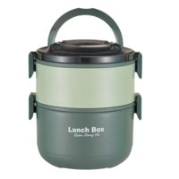 Bothyi - Fiambrera Para Adultos, Contenedor De Almuerzo Aislado Portátil Apilable Para Trabajo De Oficina, Verde, 2 Capas