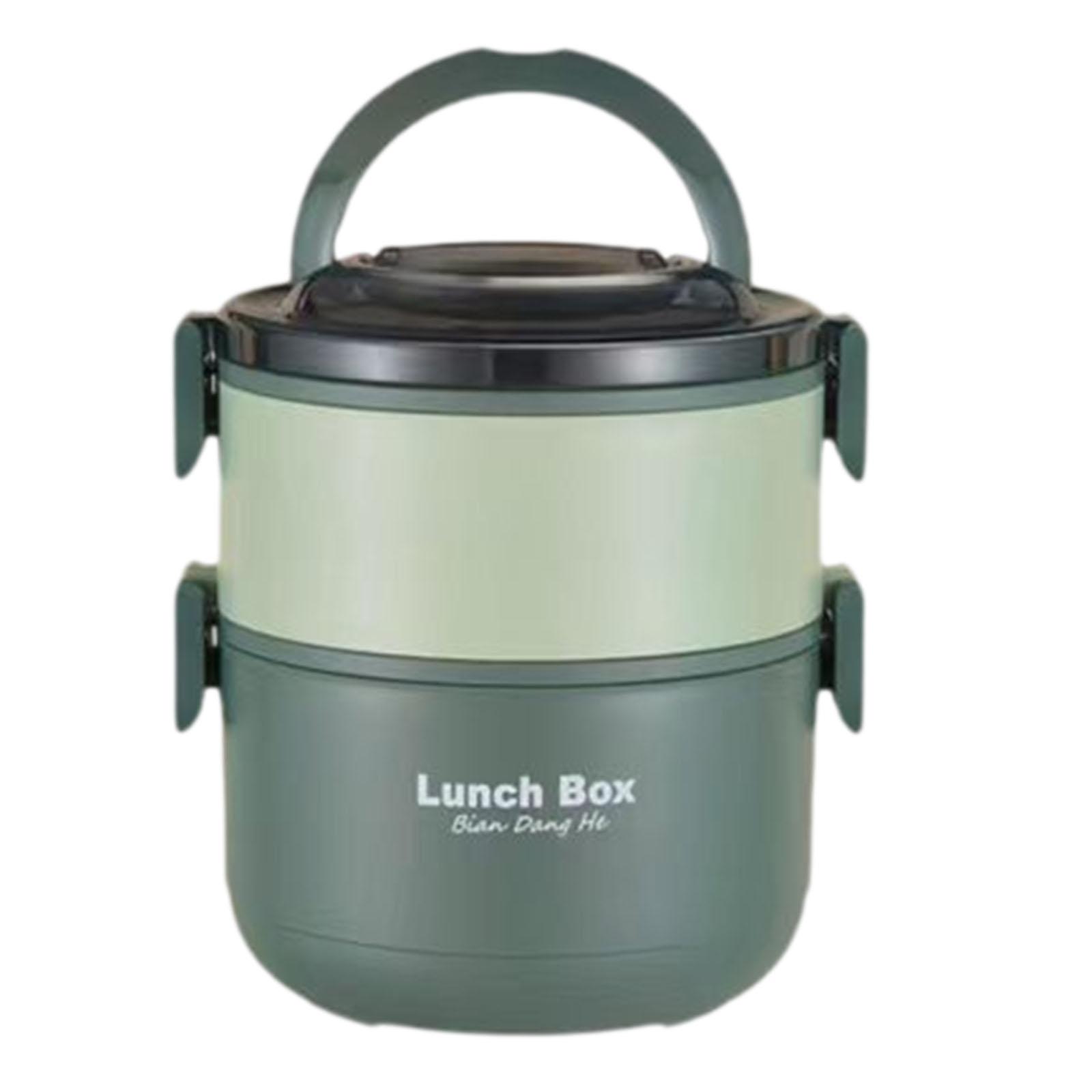 Bothyi - Fiambrera Para Adultos, Contenedor De Almuerzo Aislado Portátil Apilable Para Trabajo De Oficina, Verde, 2 Capas