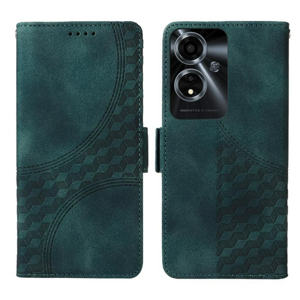 Carcasa FOXDOCK OPPO A59 5G de cuero PU, diseño acolchado clásico, protección contra caídas y rayones