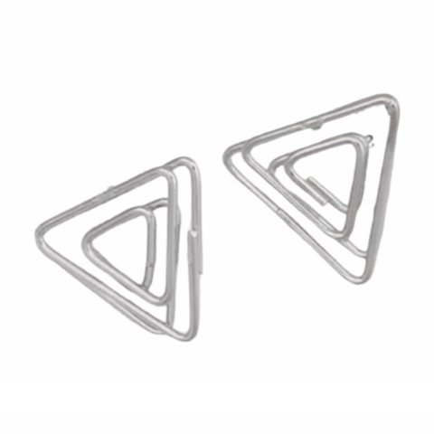 Prusia - Aros Pendientes Diseño Triángulo Plateado