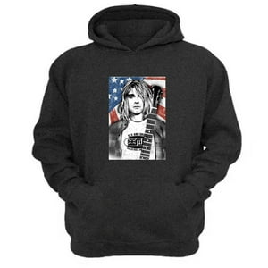 Genérico - Polerón Canguro Kurt Cobain Gris Oscuro Talla Xs Unisex