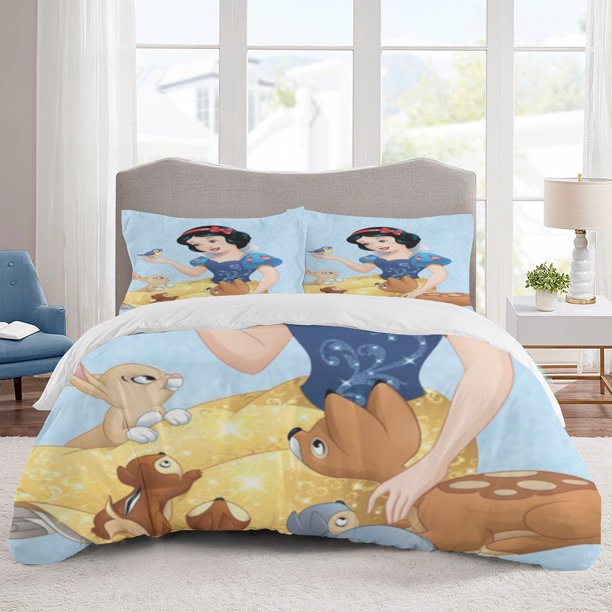 Snow White Bedding Sets Cartoon Duvet Cover Lightweight 3 Piece Bet Sets for Kids Boys Girls