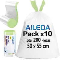 Aileda Bolsa Basura Baño Con Cordón Para Papelero 50X55 Cms 20 Uni Por Rollo En Total 10 Rollos
