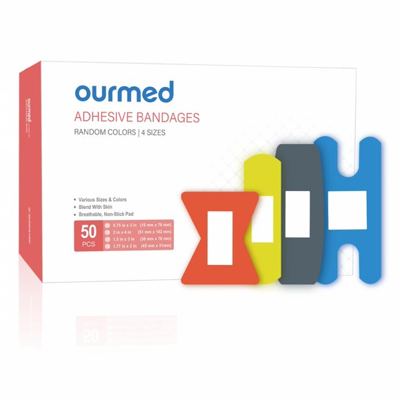 Curitas Ourmed 50 unidades sin látex colores arcoíris