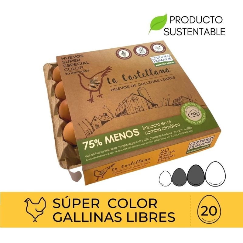 Huevos Súper Color Gallinas Libres 20 Un 20 Un La Castellana