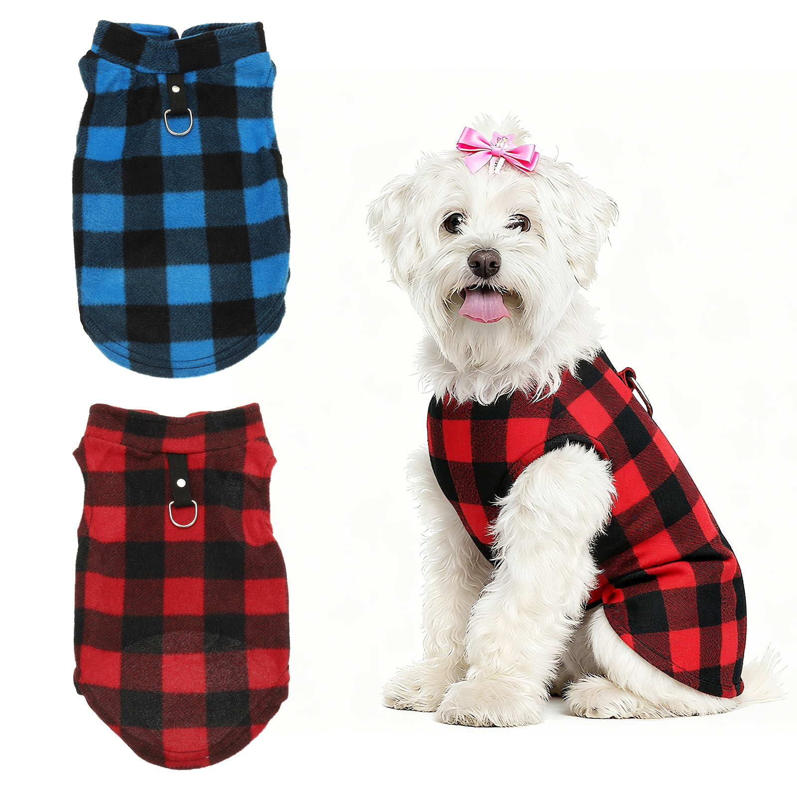 Uxcell Chaleco de Forro Polar para Perros, Abrigo de Perro de Forro Polar Elástico con Anillo para Correa