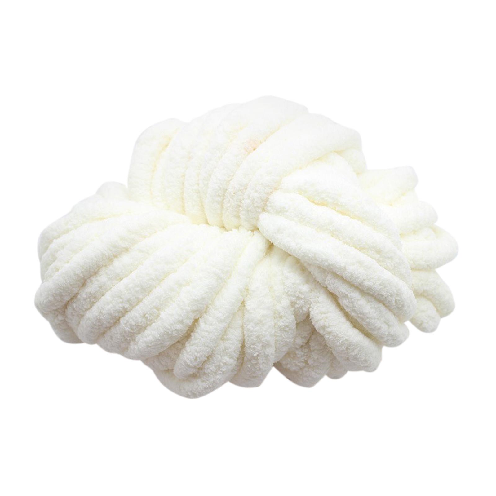 Magideal - Hilo Grueso De Chenilla, Hilo Súper Voluminoso, Hilo Grueso Lavable, Fibras Acrílicas Para Cama, Brazo De Ganchillo, Cojín Para Sofá Tejido Blanco Lechoso