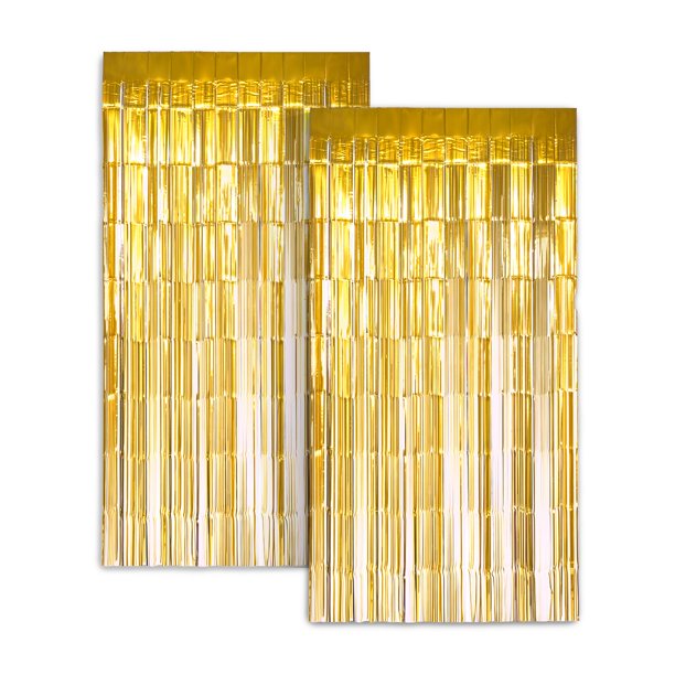 Telón de fondo de cortina de aluminio dorado zincado de 1 x 2 m para decoración de fiestas