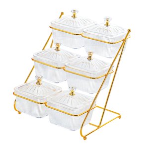 Magideal - Bandeja De Frutas Secas De 3 Niveles, Bandeja Para Servir Aperitivos, Bandeja De Almacenamiento De Alimentos, Estilo Nórdico Para Aperitivos Y Magdale Claro