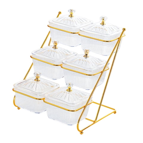 Magideal - Bandeja De Frutas Secas De 3 Niveles, Bandeja Para Servir Aperitivos, Bandeja De Almacenamiento De Alimentos, Estilo Nórdico Para Aperitivos Y Magdale Claro