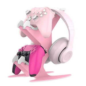 Genérico - Controller Stand, Gaming Headset Stand Para Ps5/Ps4/Xbox Series X S/Xbox One/Nintendo Switch/Headset Aluminio Metal Soporte Universal Gamepad Game Controller Accesorios-Rosa