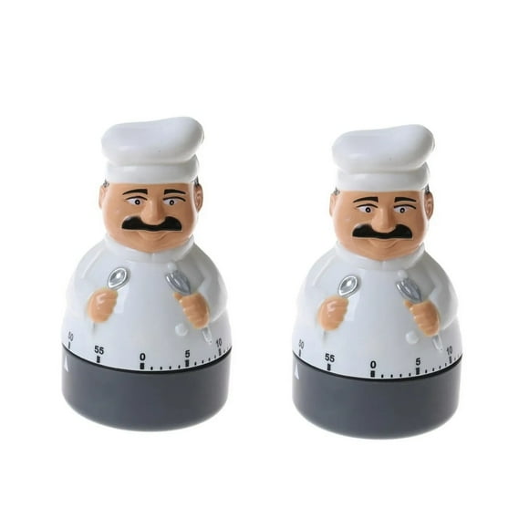 2x Timer Cocina Con Forma De Cocinero Reloj Temporizado A Cuerda