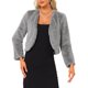 thumbnail image 1 of INSPIRE CHIC Chaqueta corta de mujer de piel sintética con mangas largas y frente abierto gris S, 1 of 6