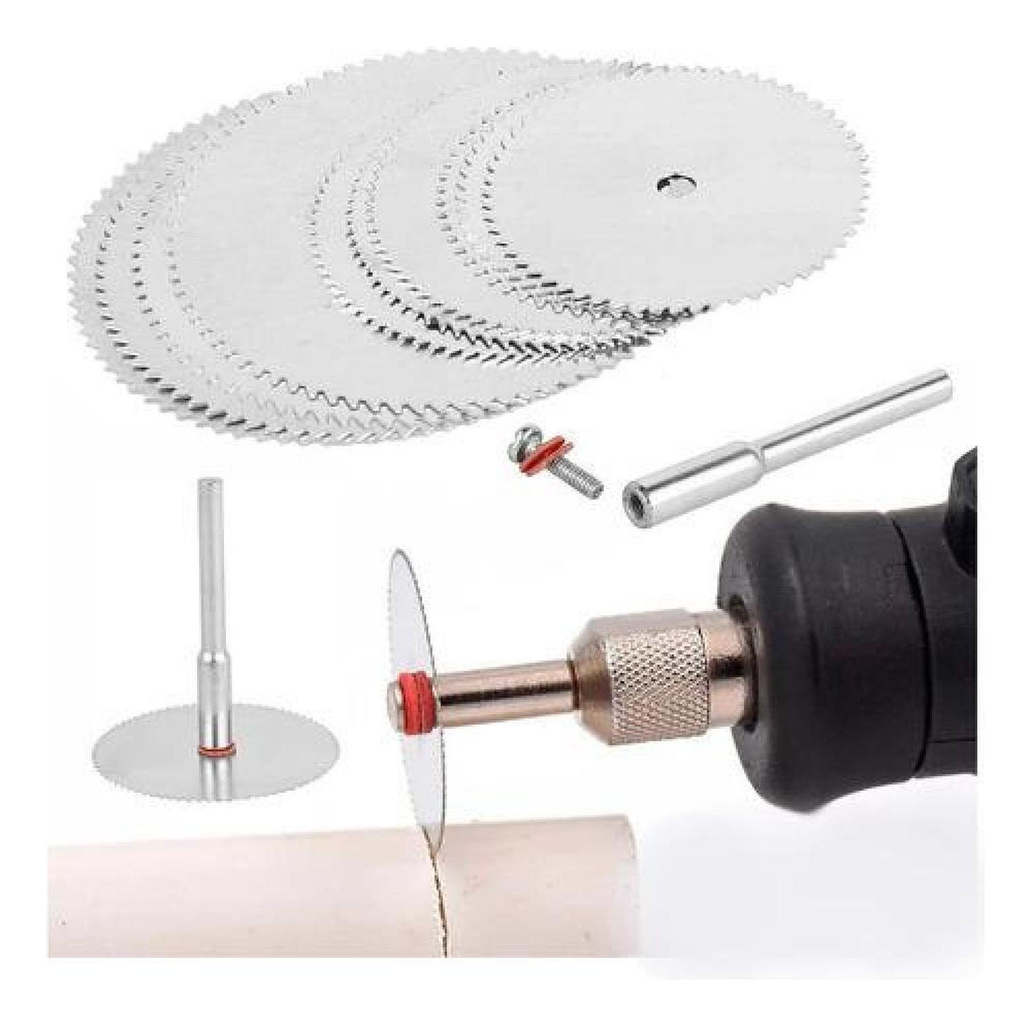 Genérica - Set 5 Discos De Corte De Madera Para Dremel + 1 Mandril