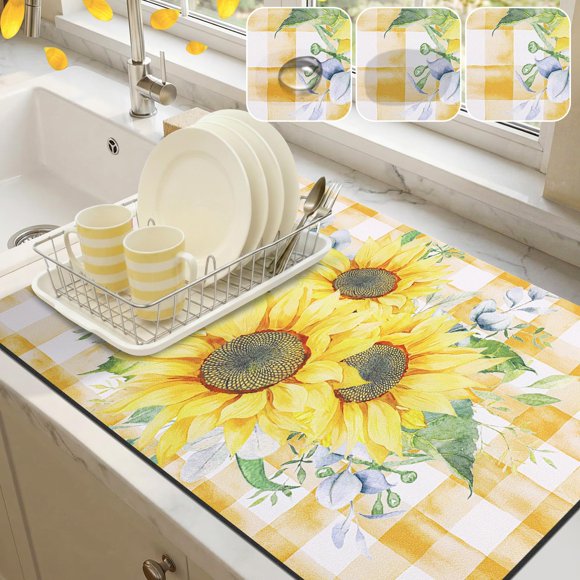 Alfombrilla para Secar Platos LOKHOM 46 × 61 cm Girasol - Alfombrilla para Café
