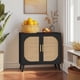 thumbnail image 3 of Buffet Cabinet with Storage, Accent Bathroom Floor Cabinet,with Two Doors and 4 compartments forStorage,Cabinet with Solid Wood Feet,Sideboard Cabinet for Hallway, Entry, Living Room,(Black), 3 of 3