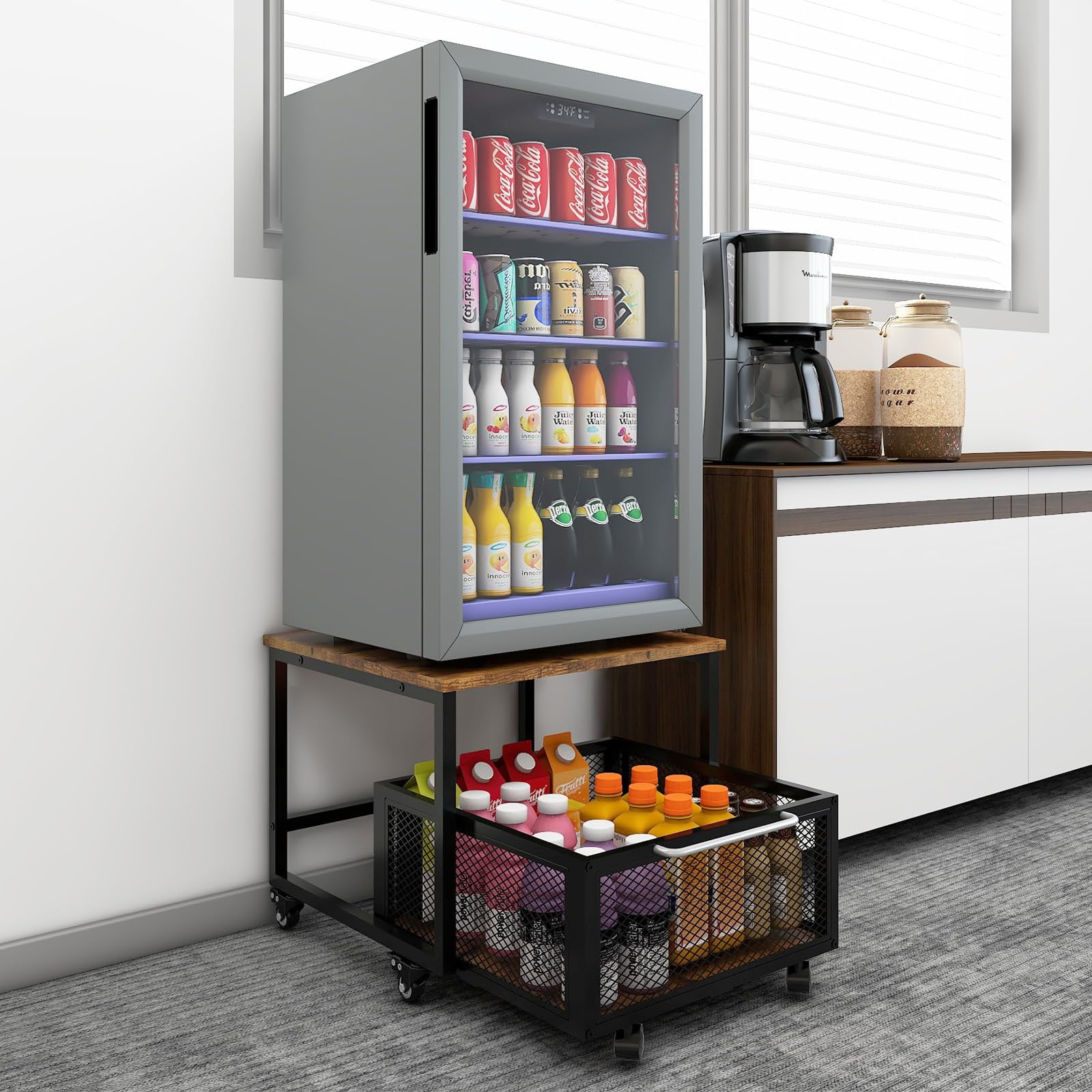Soporte De Nevera Puncia Para Refrigerador De Bebidas De 50 X 50 Cm Con Almacenamiento