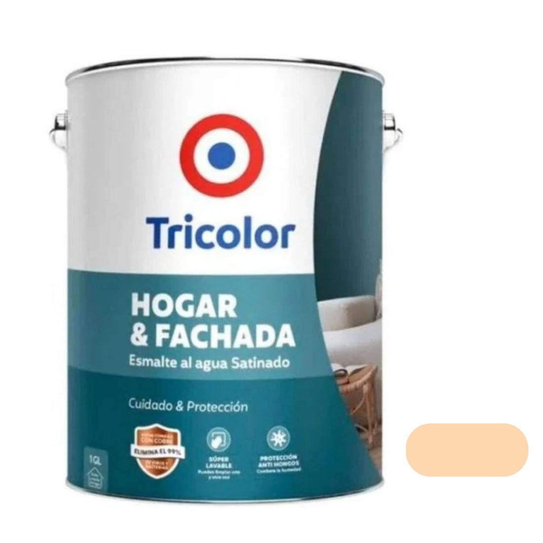 Tricolor - Esmalte Al Agua Satinado Hogar Y Fachada 1Gln Damasco
