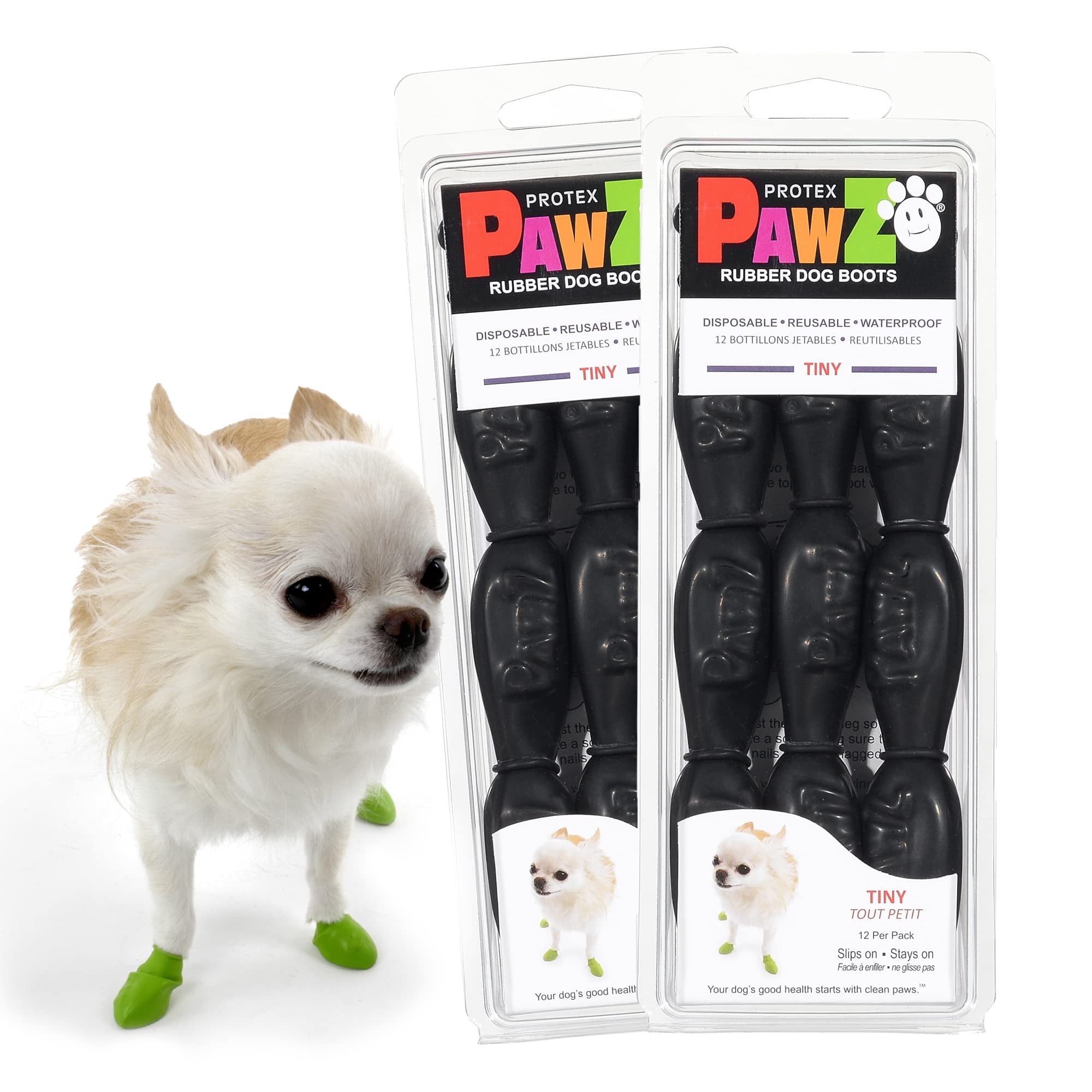 Botas Para Perros Protex Pawz De Goma Para Todo Tipo De Clima, Impermeables, Negras