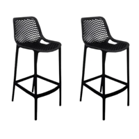 Habita2 Chile - Pack 2 Taburetes City 65Cm Apilable Polipropileno Resistente Diseño Panal - Negro