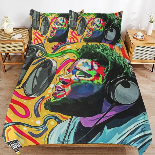 Rod Wave Bedding Set Duvet Cover Comfortable and Lightweight Cartoon Bedding 3 Piece Bed Set