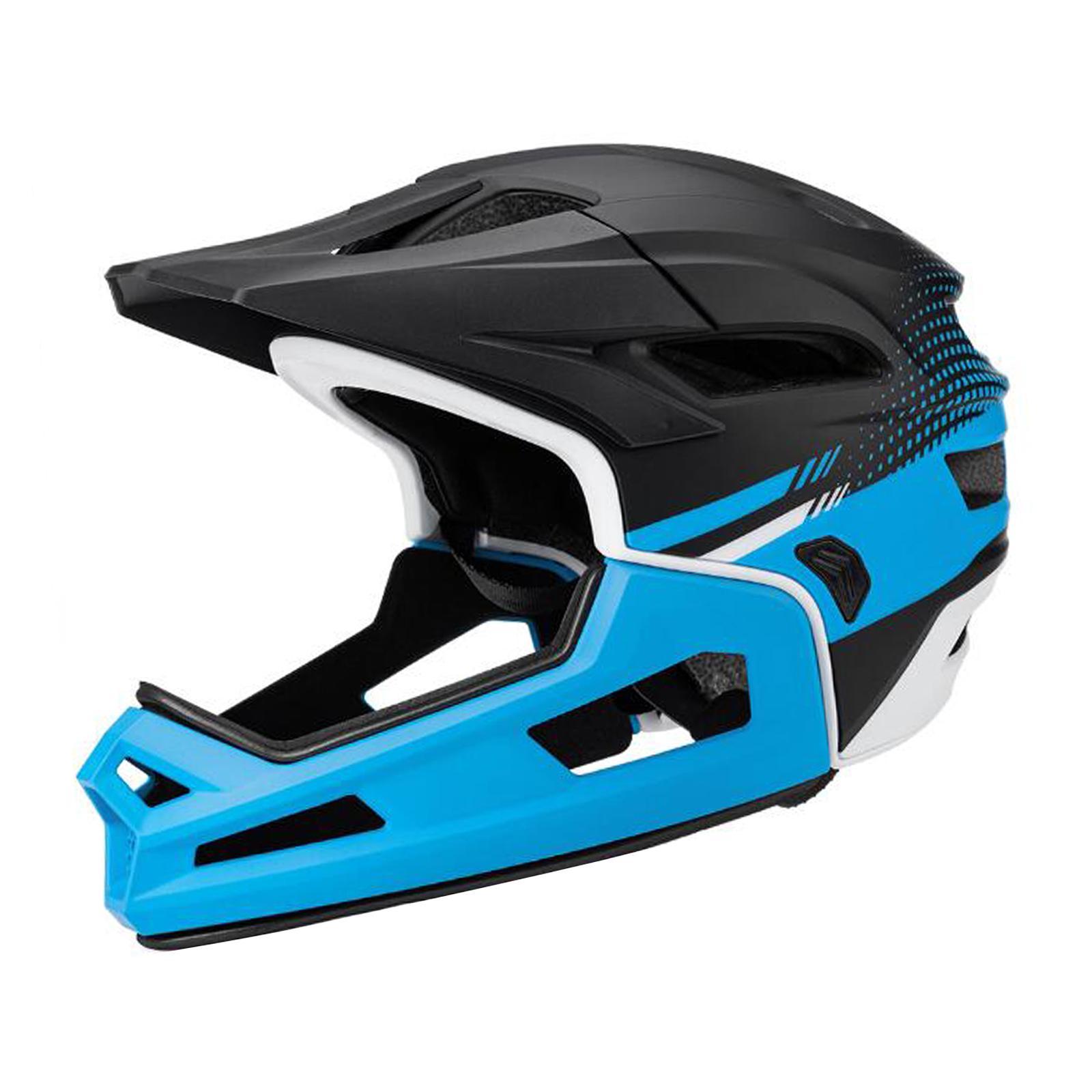 Ioensy - Casco De Bicicleta De Cara Completa, Casco Protector, Casco De Bicicleta De Montaña Con Absorción De Impactos, Azul Y Negro