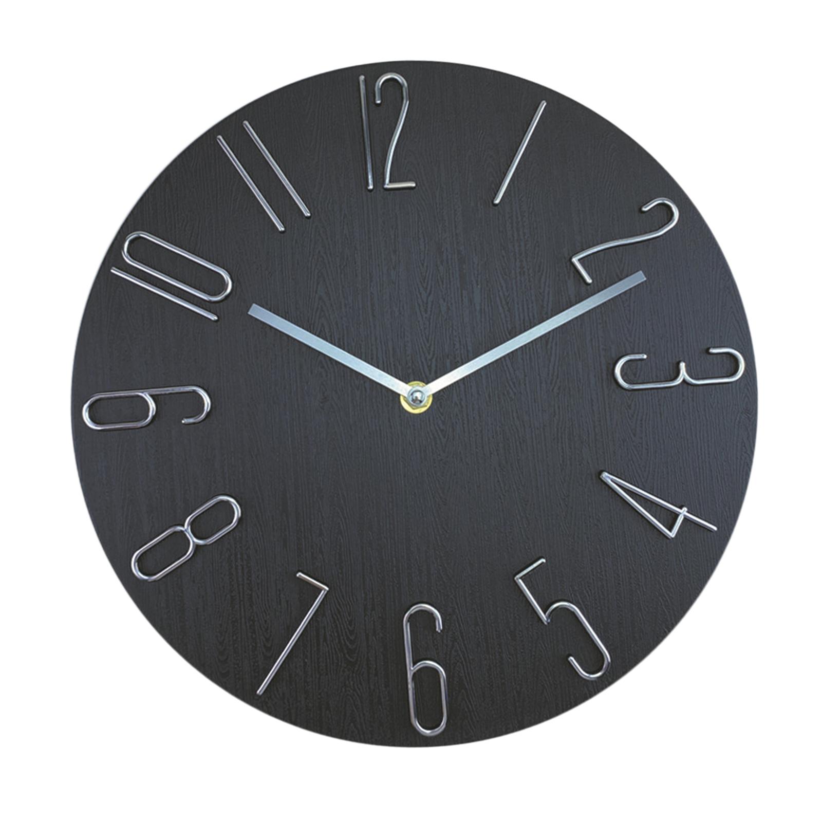 Magideal - Hanging Clocks Non Ticking Silent Simple 12 Inch Wall Clock For , Negro