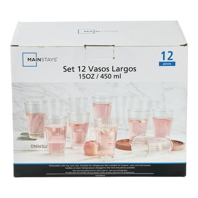 Set 12 Vasos Largos Vidrio 450Ml Transparente  Mainstays