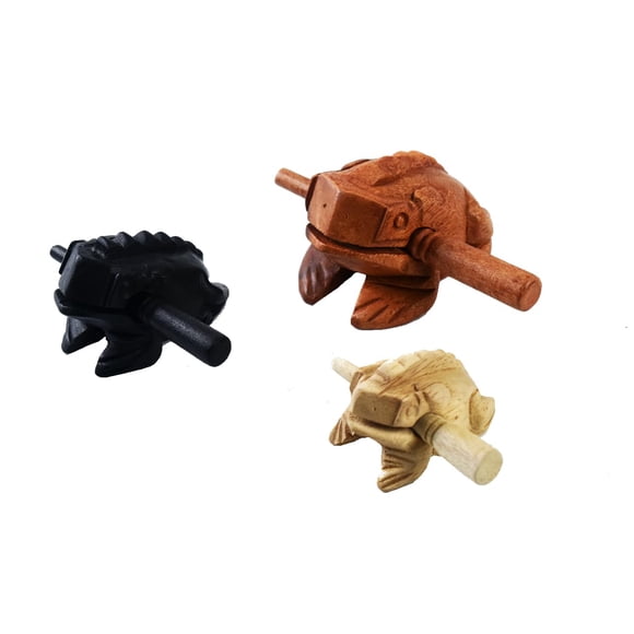 Instrumentos de percusión Guiros Wooden Frog, juego de 3 piezas