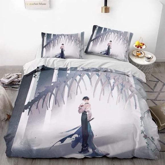 Attack- on G-iant Er-en Levi An-ime Soft 3D Printe-d Duvet- Cover B-edding Set with -Comfort-er Cover