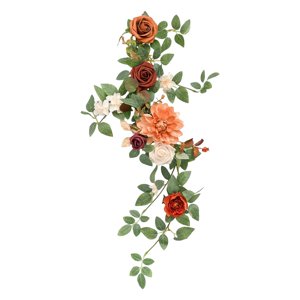 Bothyi - Guirnalda De Centro De Mesa Rústica Con Flores Artificiales Para Ceremonia, Mesa De Boda, Color Naranja