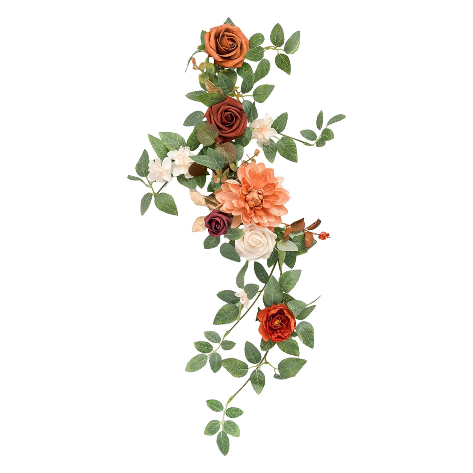 Bothyi - Guirnalda De Centro De Mesa Rústica Con Flores Artificiales Para Ceremonia, Mesa De Boda, Color Naranja