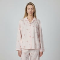 Likeshop - Pijama Mujer Manga Larga Botones Diseños Colores 107