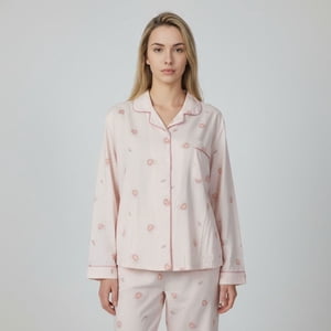 Likeshop - Pijama Mujer Manga Larga Botones Diseños Colores 107