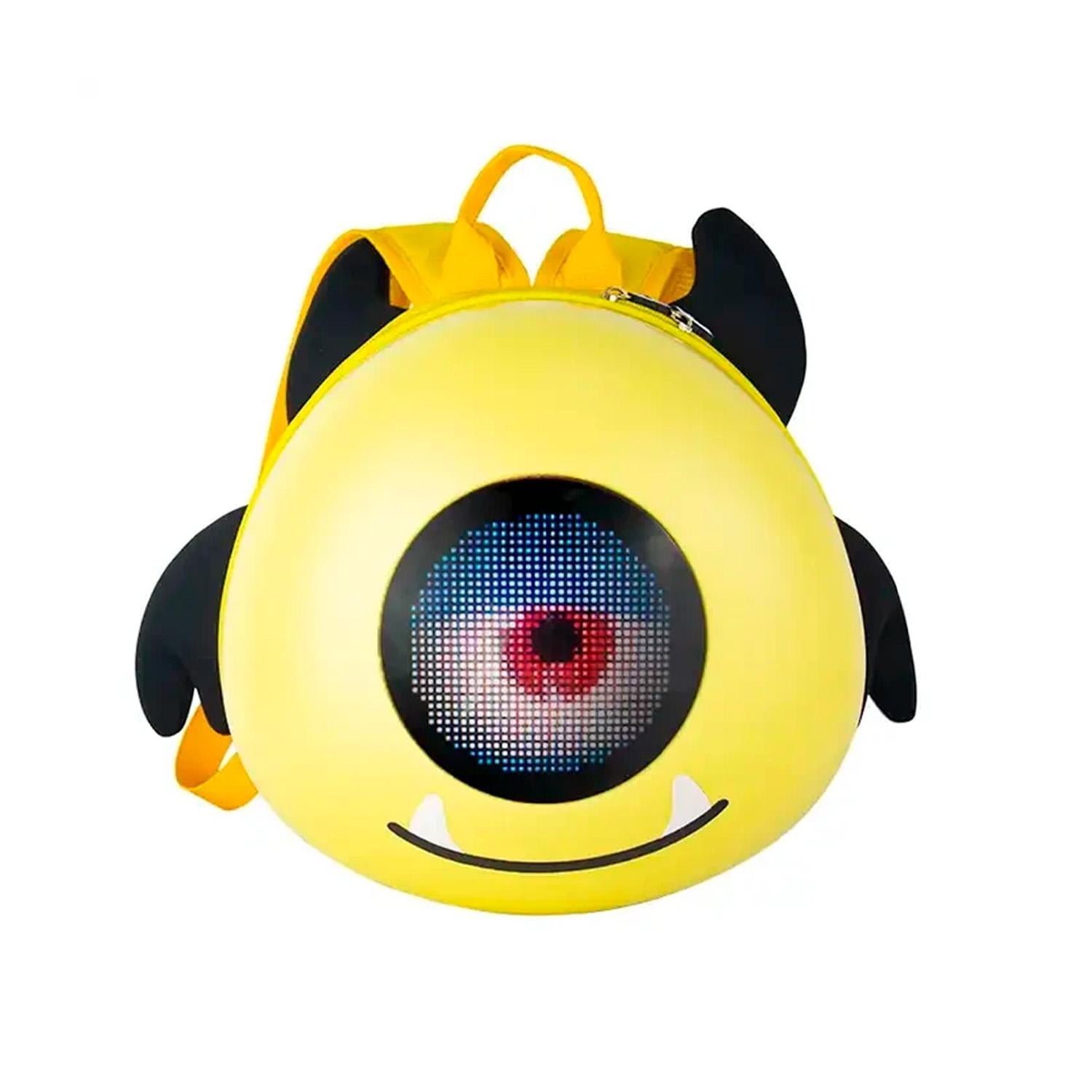 Global Latin Group - Mochila Infantil Con Pantalla Led Personalizable Y Power Bank Amarillo 10.5