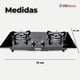 thumbnail image 3 of Cocina Encimera a Gas Licuado 2 platos Vidrio Templado Cocinilla Negro, 3 of 7