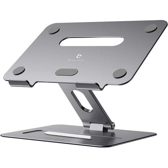 Soporte laptop, brocoon Soporte ajustable escritorio, Soporte aluminio ventilado, compatible MacBook Air, HP y más, 10-17 pulgadas