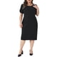 thumbnail image 2 of Vestido de talla grande para mujer, manga corta, por encima de la rodilla, vestido tubo, ropa de oficina para trabajar, 3X negro, 2 of 6