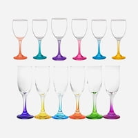 Set 6 Copas Vino + 6 Copas Champaña Versalles Pie Color Cristar