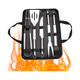 thumbnail image 1 of Set 5 Utensilios Profesional Acero Inox Para Asado + Estuche, 1 of 2