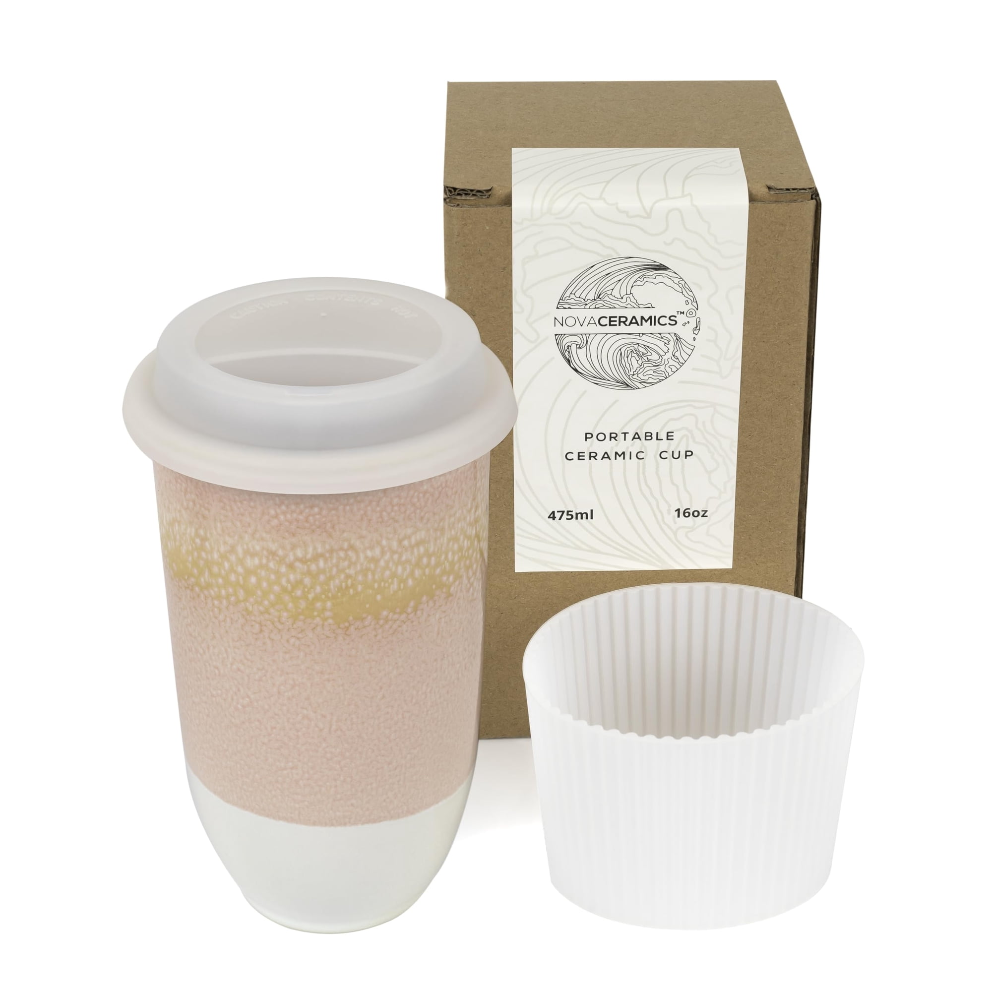Taza De Viaje Nova Ceramics Afterglow Green, 475 Ml, Apta Para Microondas