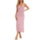 thumbnail image 1 of INSPIRE CHIC Camisón largo sin mangas para mujer con espalda cruzada y abertura en el dobladillo S Rosa, 1 of 6