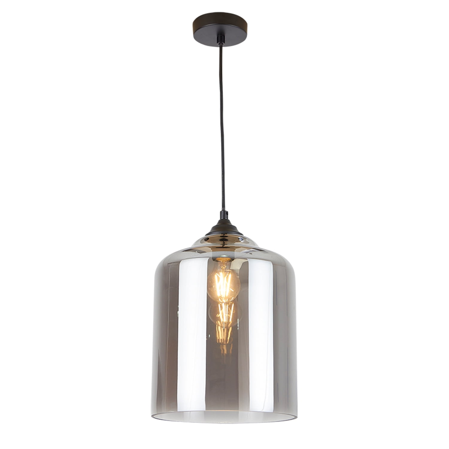 Hb Importaciones - Lámpara Colgante Vidrio Porta E-27 Glass Grey Vi Incluye Ampolleta Cálida