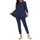 thumbnail image 2 of INSPIRE CHIC Conjuntos de Pijama para Mujer de Manga Larga Modal Ropa de Dormir Suave y Cómoda Conjunto de 2 Piezas Pj a Juego Parte Superior Pantalones Ropa de Dormir Ropa de Casa L Azul Real, 2 of 6