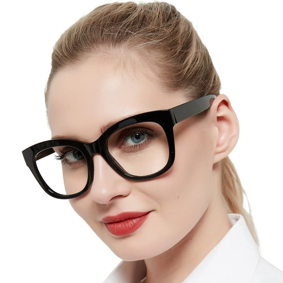 AEZUNI Lentes de Lectura Oversize para Mujer, Grandes, con Aumentos 0 a 6.0 (Negro, 125)