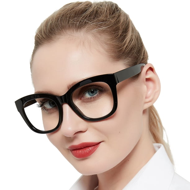 AEZUNI Lentes de Lectura Oversize para Mujer, Grandes, con Aumentos 0 a 6.0 (Negro, 125)