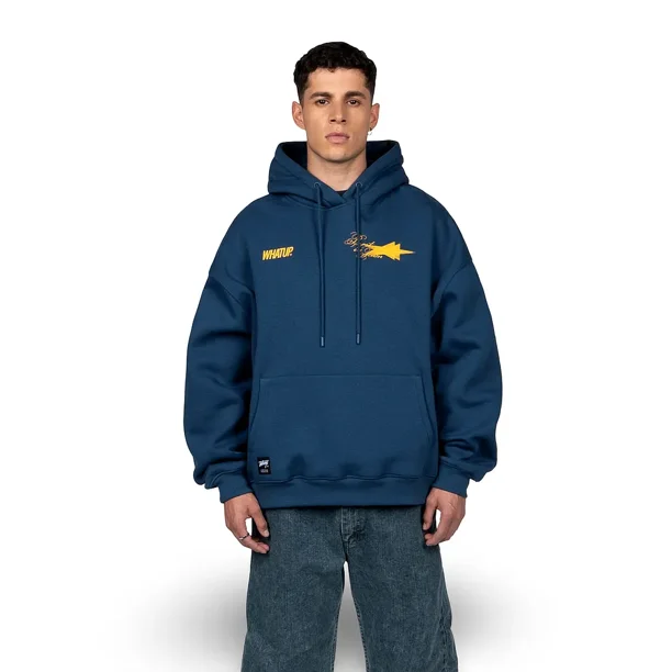 Polerón Hombre Oversize Azul Logo Estampado Whatup