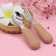 thumbnail image 1 of 2pcs Toddler Cutlery Stainless Steel Baby Fork And Spoon Kids Cutlery Set With Round Handle For Lunch Box, Safe Fork, Kids Spoon, 1 of 5